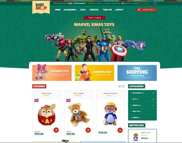 template e temi commerce per giochi  per bambini