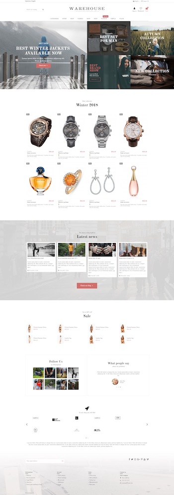 Esempio di layout pagina home ecommerce