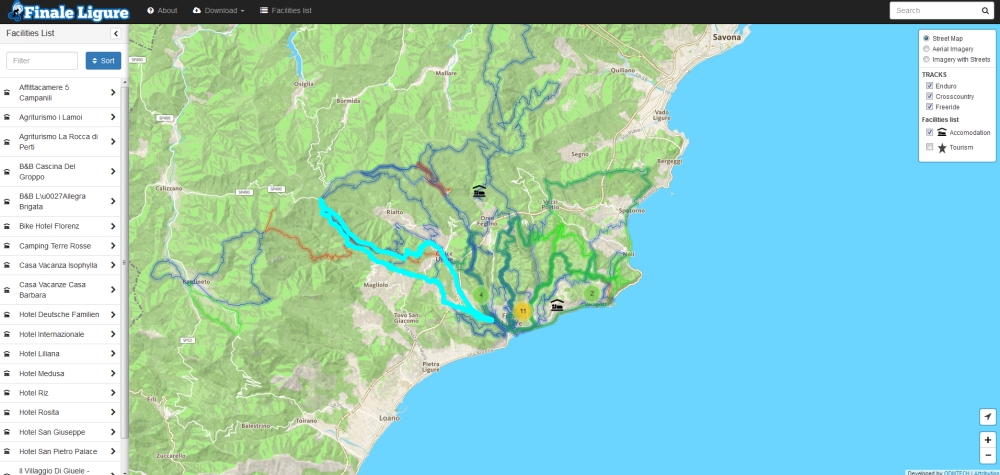 Mappe interattive per il turismo con percorsi Gps e Hotels